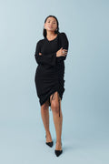 Drawstring midi dress - Noir