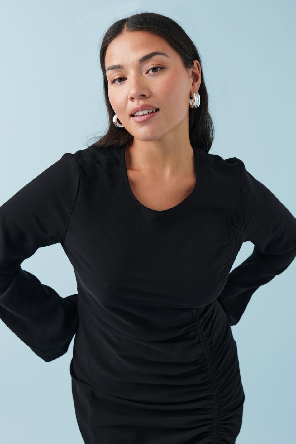 Drawstring midi dress - Noir
