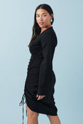 Drawstring midi dress - Noir