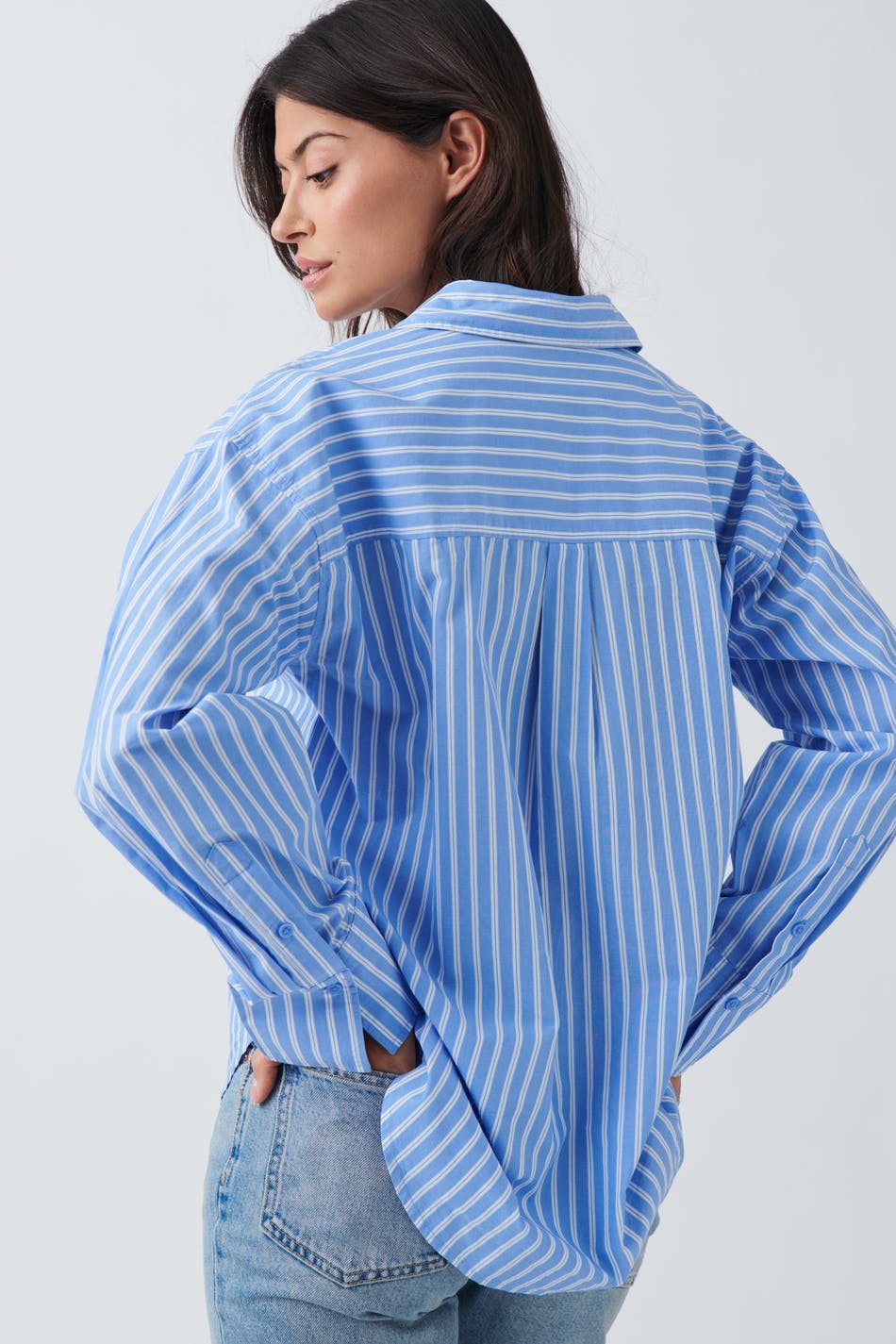 Poplin shirt - Grey/white