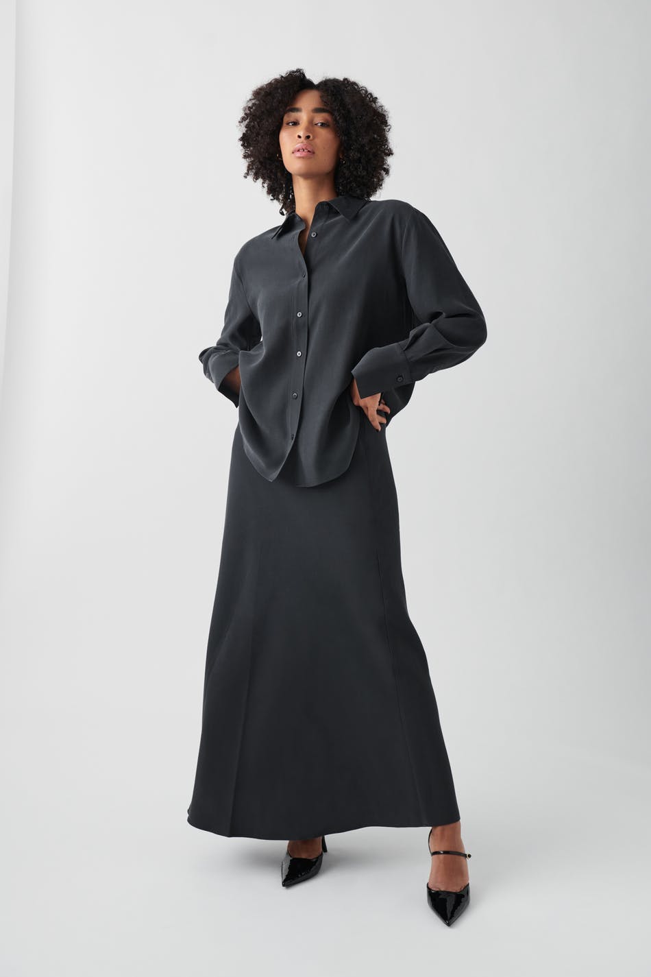 Viscose maxi skirt - Offblack