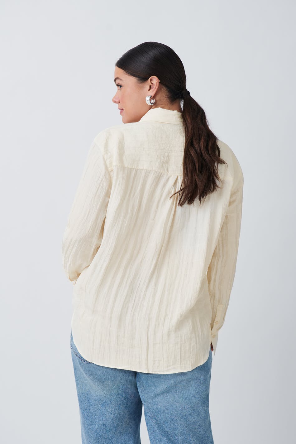 Crinkled shirt - Crème