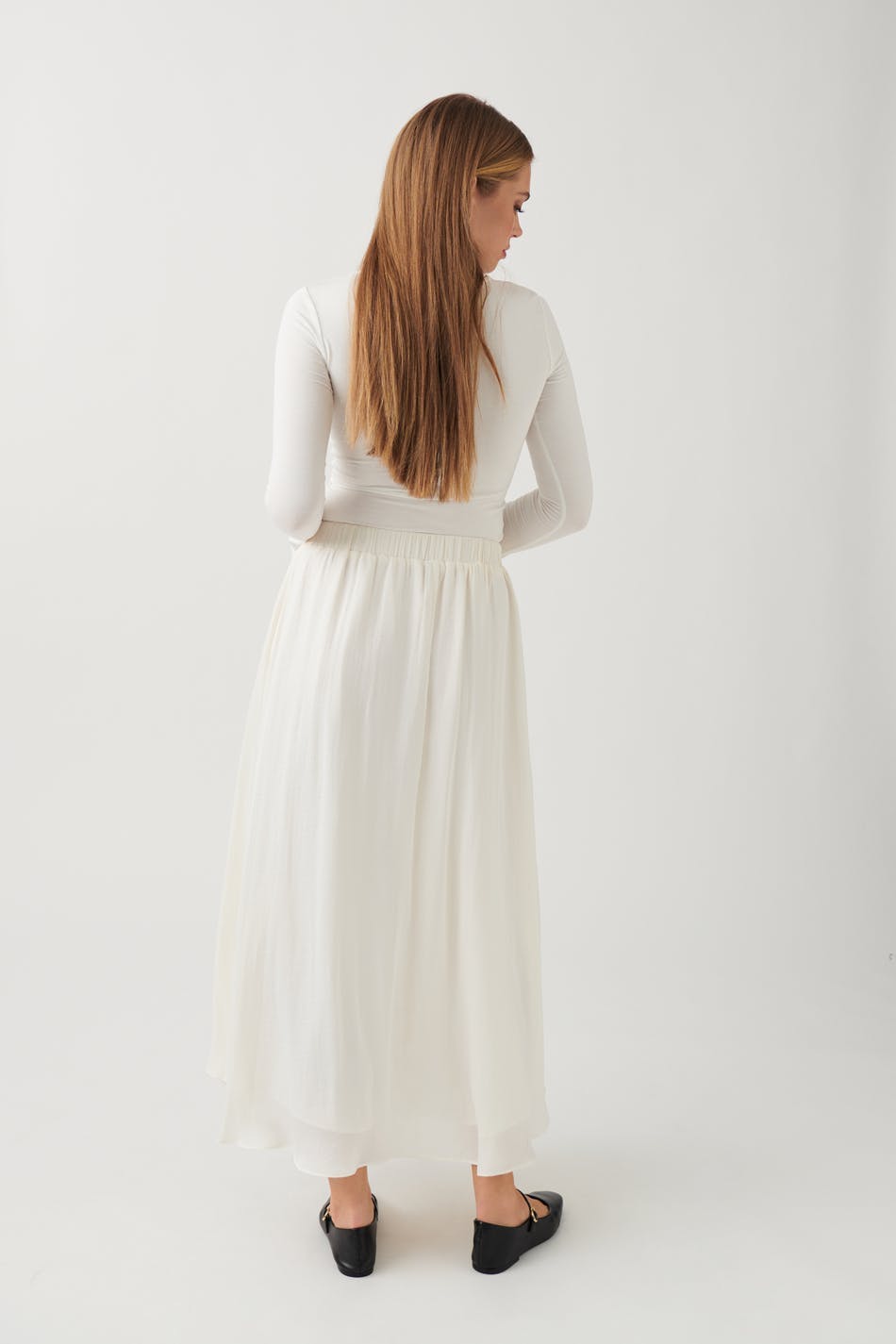 Wide maxi skirt - Crème