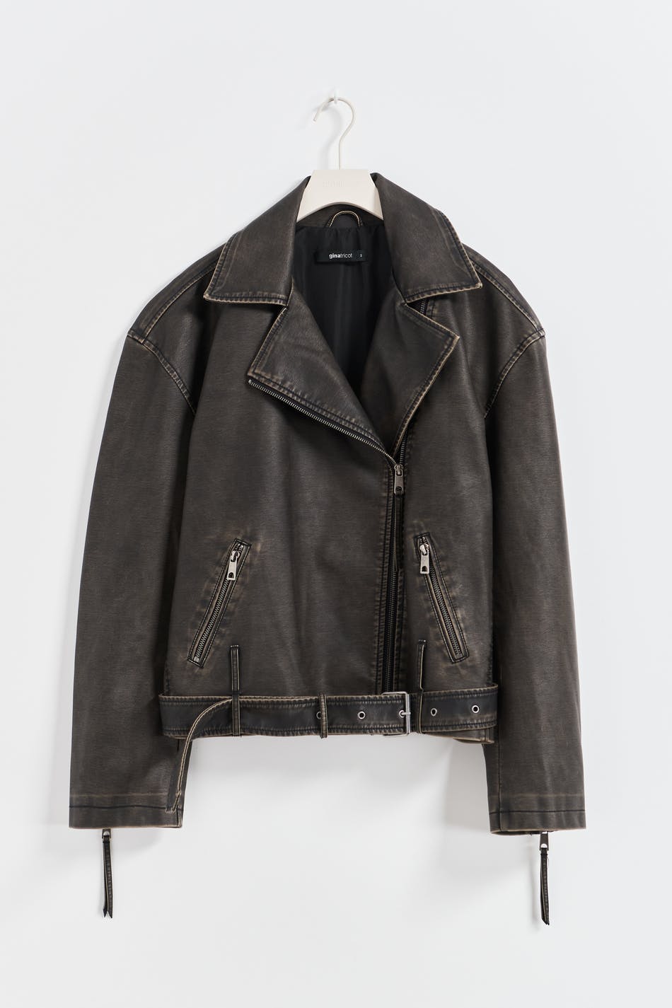 washed biker jacket - Offblack