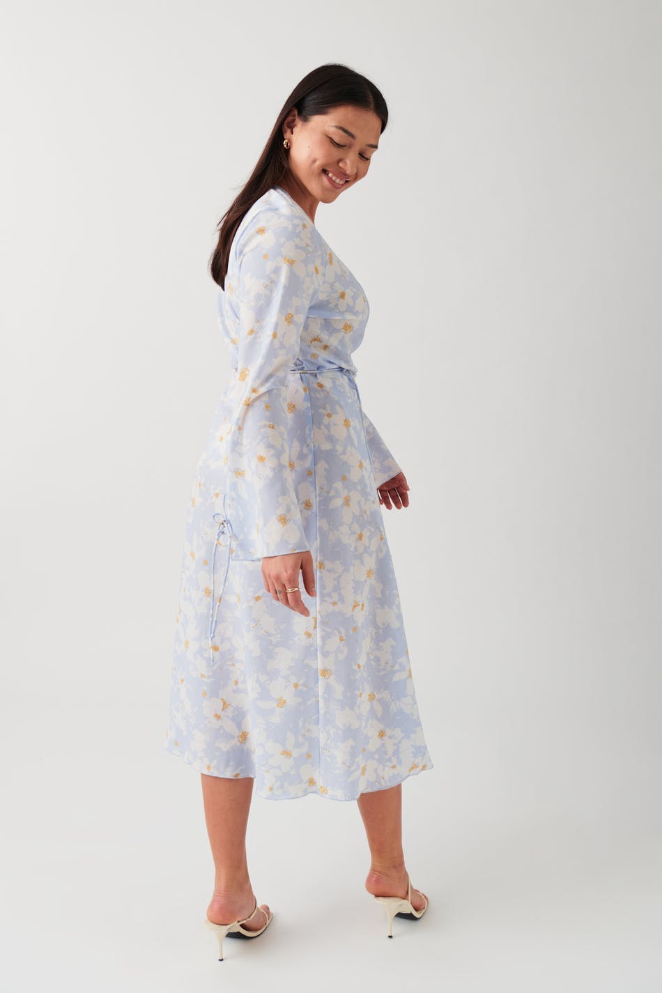 Midi wrap dress - Soft flower aop