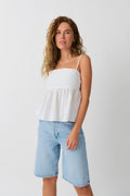 linen blend singlet - Noir