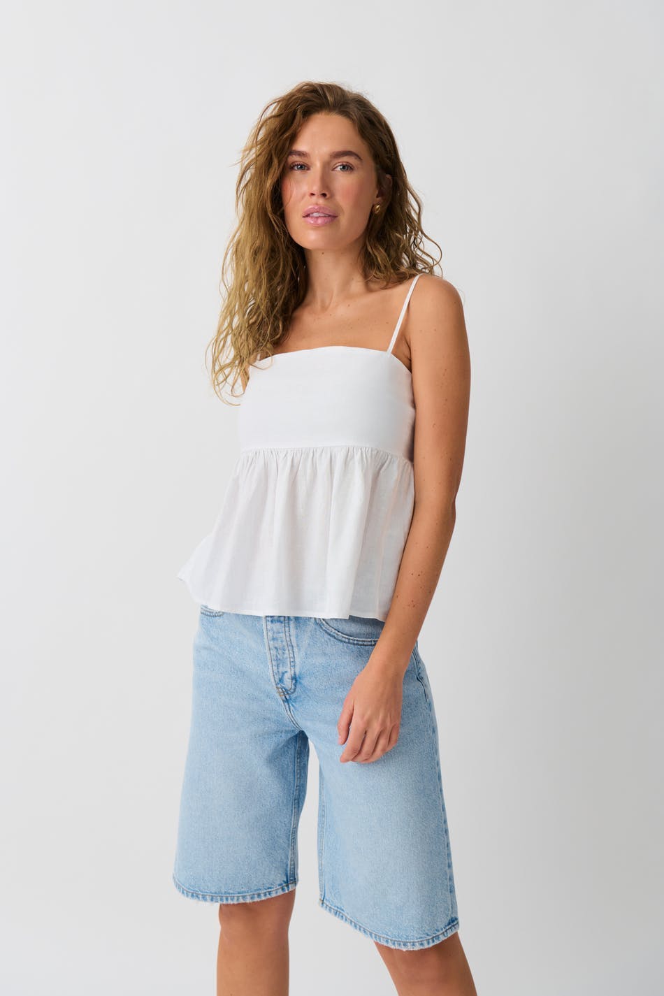 linen blend singlet - Noir