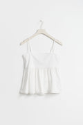 linen blend singlet - Blanc