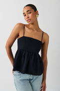 linen blend singlet - Noir
