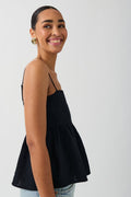 linen blend singlet - Noir