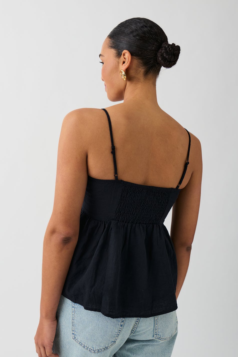 linen blend singlet - Noir