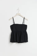 linen blend singlet - Noir