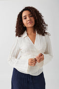Crinkled wrap blouse - Beige