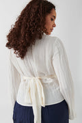 Crinkled wrap blouse - Beige