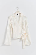 Crinkled wrap blouse - Beige