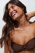 Knot bikini bandeau top - Marron
