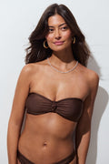 Knot bikini bandeau top - Marron
