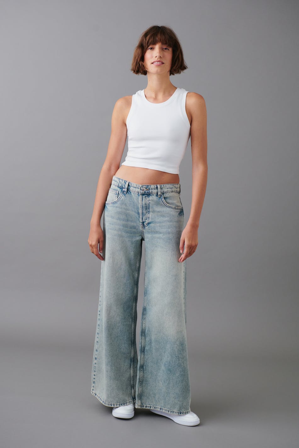 Slouchy wide jeans - Tinted blue