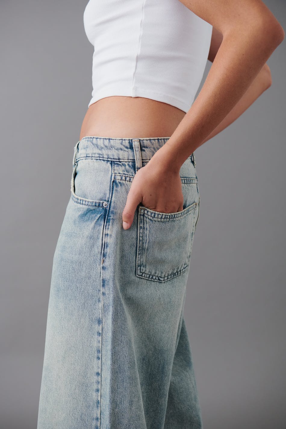 Slouchy wide jeans - Tinted blue