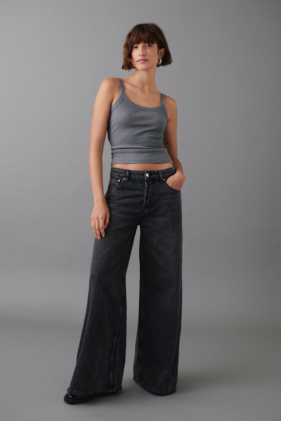 Slouchy wide jeans - Tinted blue
