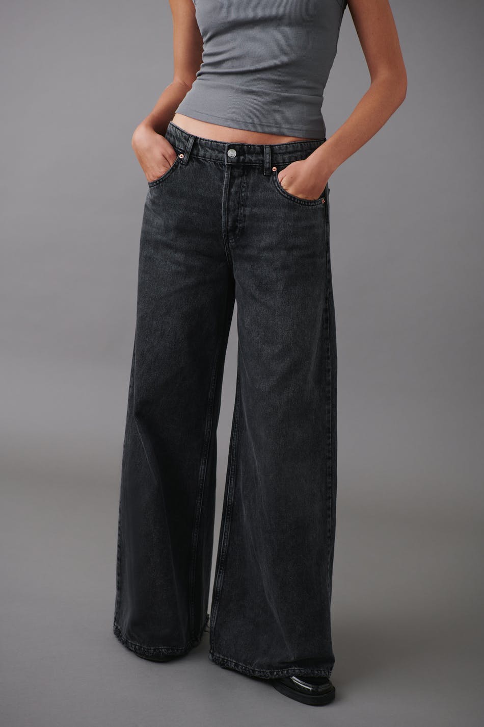 Slouchy wide jeans - Tinted blue