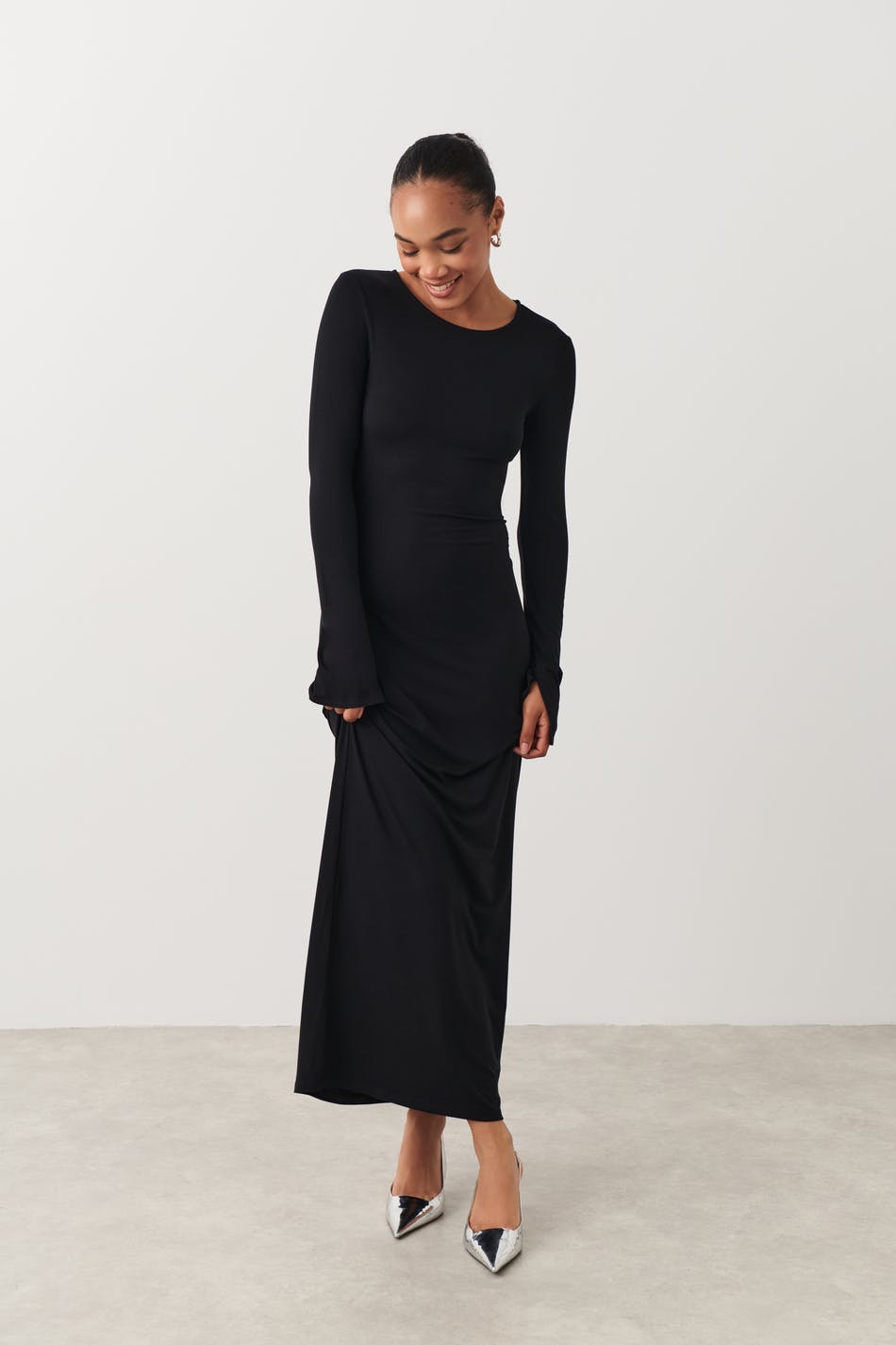 Soft touch jersey maxi dress - Noir