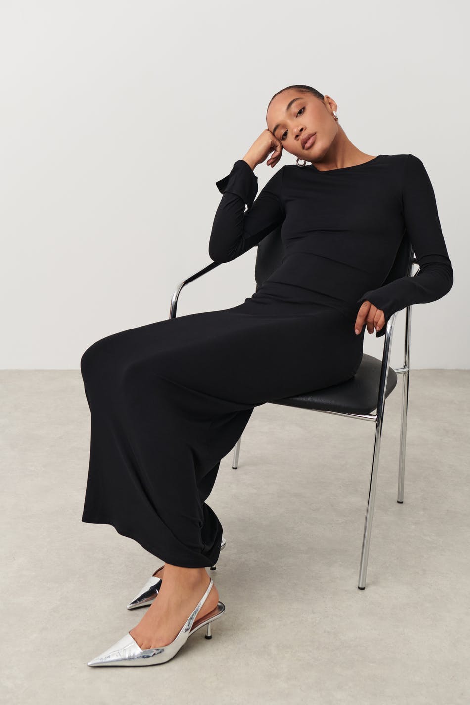 Soft touch jersey maxi dress - Noir