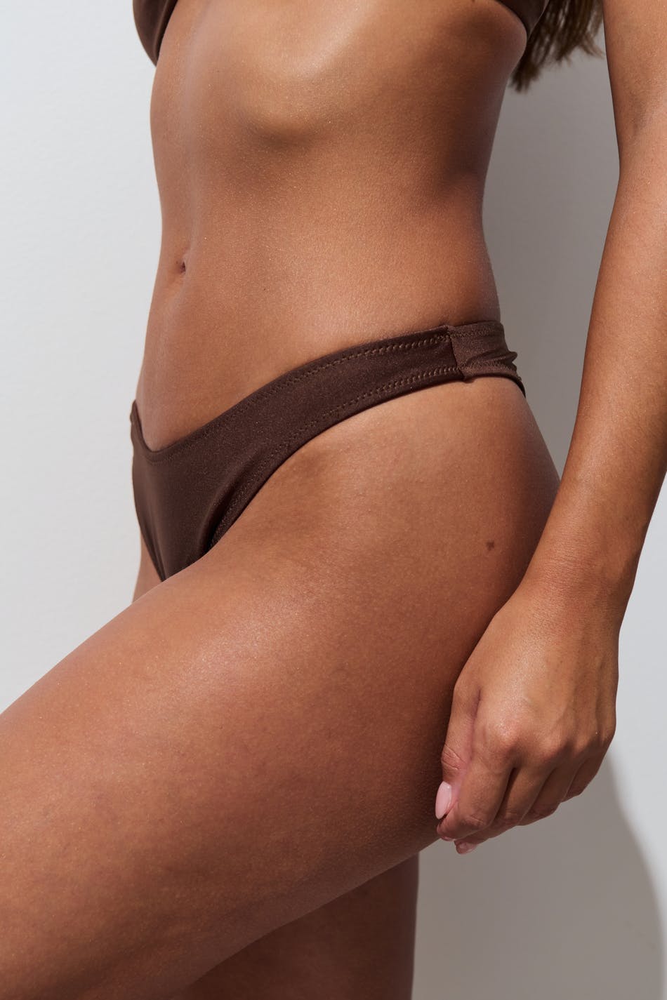 High leg bikini brief - Marron