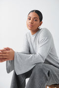 Basic fine knit sweater - Mid grey mel