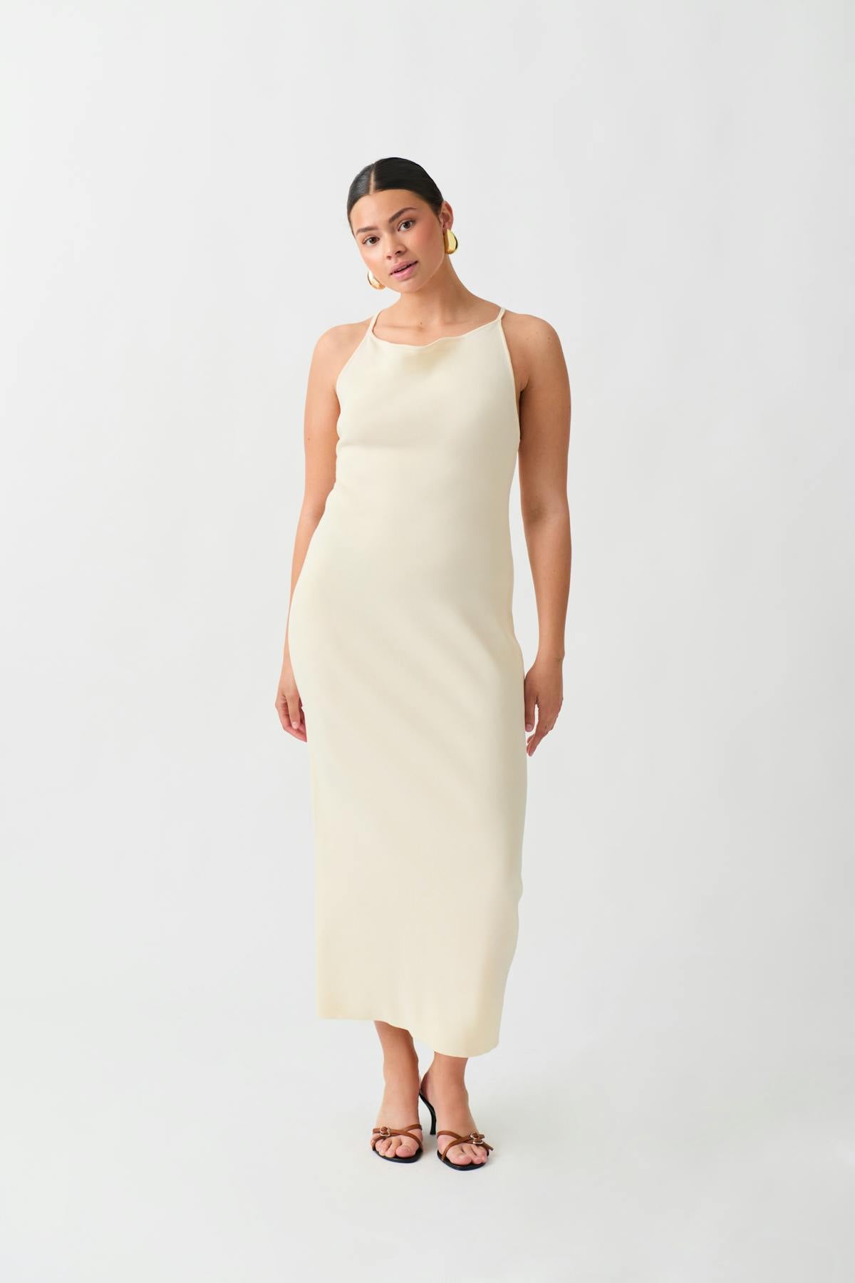 Knitted strap dress - Noir