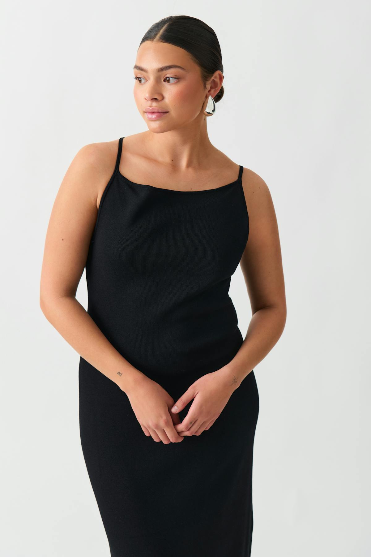 Knitted strap dress - Noir
