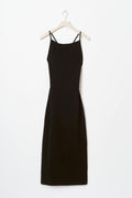 Knitted strap dress - Noir