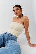 knitted tube top - Noir