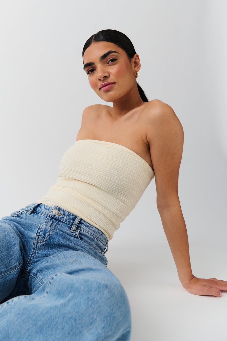 knitted tube top - Noir