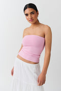 knitted tube top - Knit white