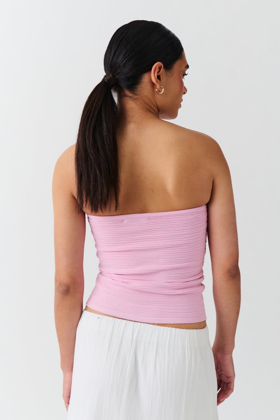 knitted tube top - Knit white