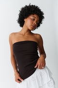 knitted tube top - Knit white