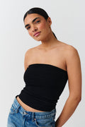 knitted tube top - Noir