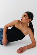 knitted tube top - Noir