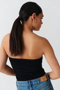 knitted tube top - Noir