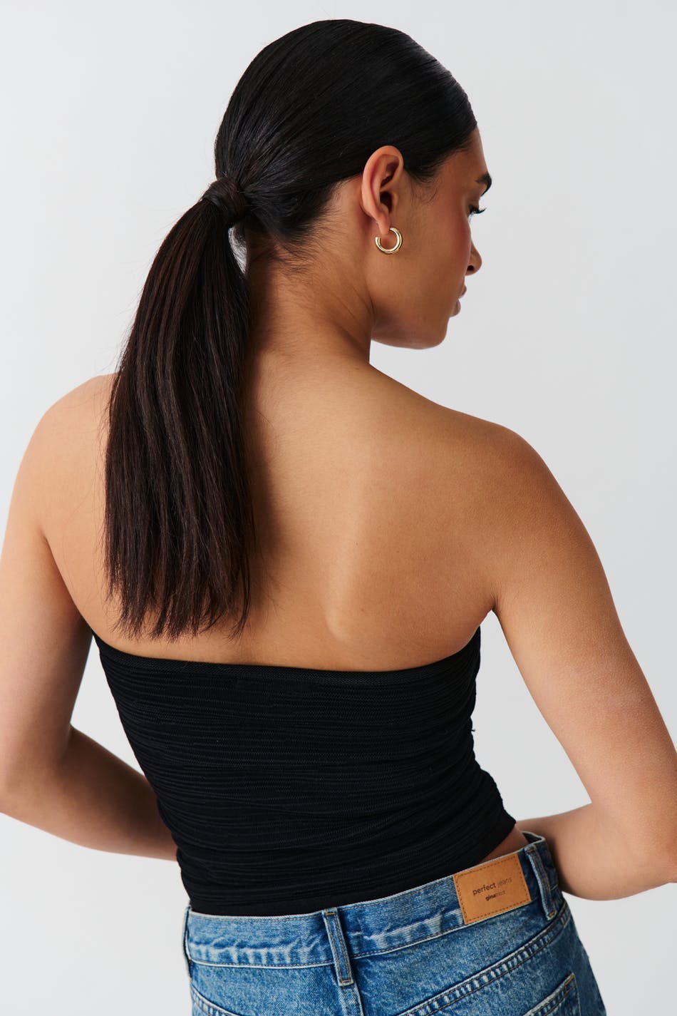 knitted tube top - Noir