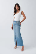 Double slit denim skirt - Gris