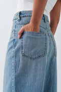 Double slit denim skirt - Gris