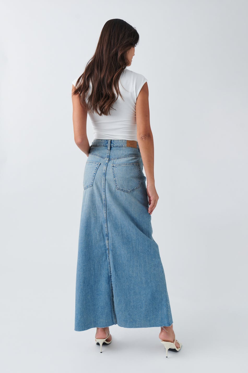 Double slit denim skirt - Gris