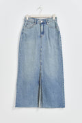 Double slit denim skirt - Tinted blue