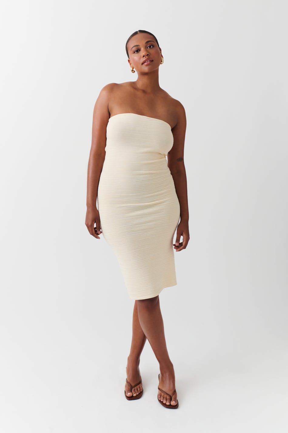 Knitted tube dress - Green lily
