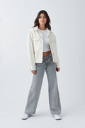 loose denim jacket - Crème