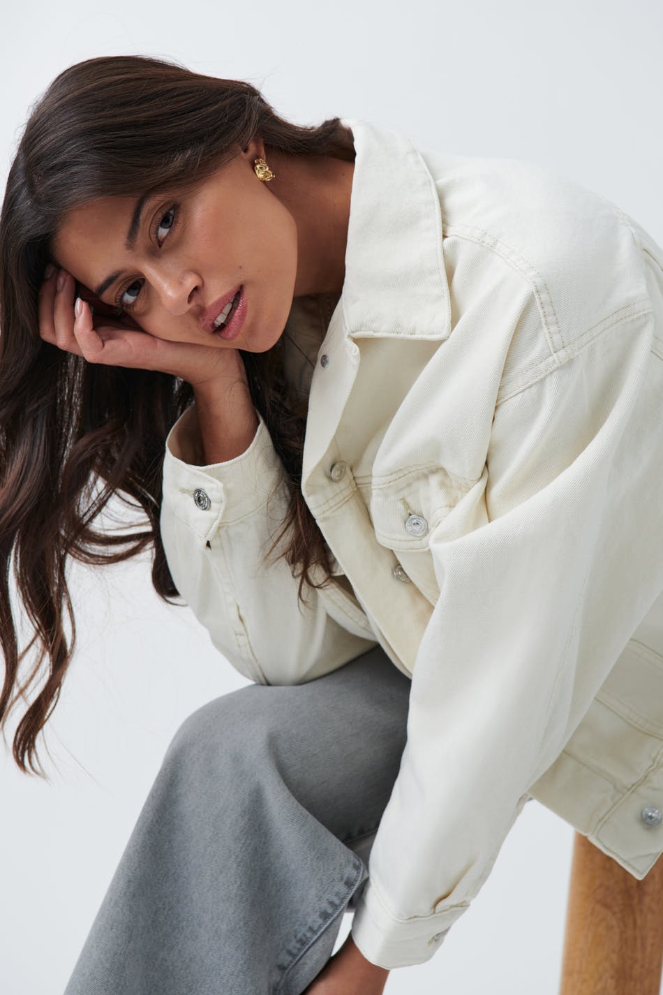 loose denim jacket - Tinted blue