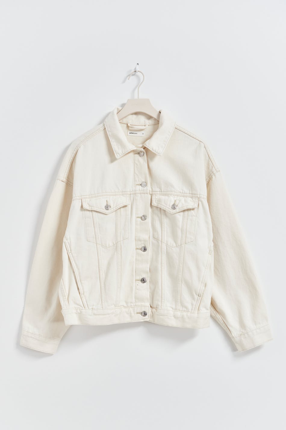 loose denim jacket - Crème
