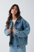 loose denim jacket - Tinted blue